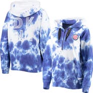 DKNY SPORT Women's DKNY Sport White/Royal Chicago Cubs Dakota Tie-Dye Half-Zip Hoodie