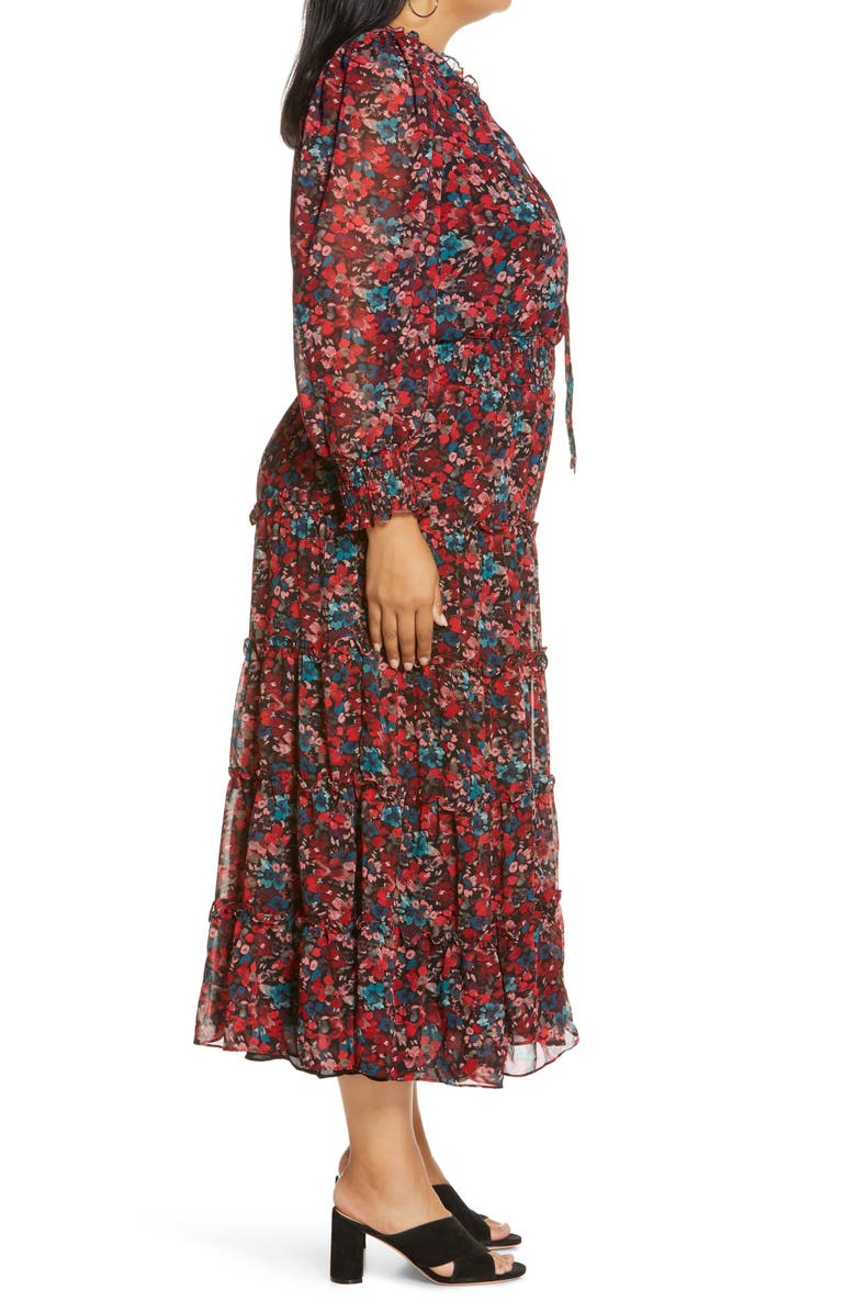 Vince Camuto Autumn Floral Print Tiered Long Sleeve Maxi Dress, Alternate, color,