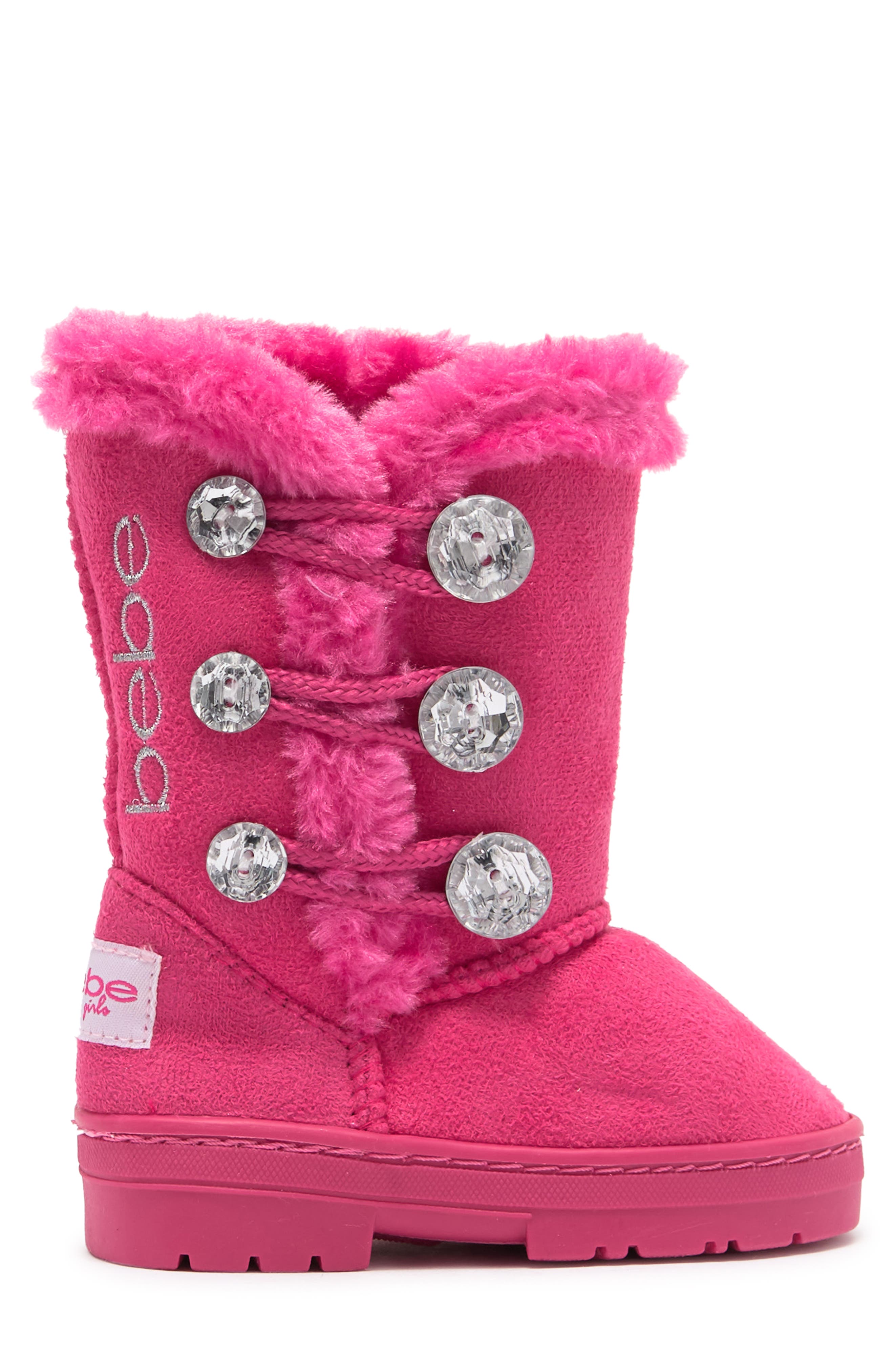 bebe Embellished Faux Fur Lined Winter Boot, Alternate, color, 