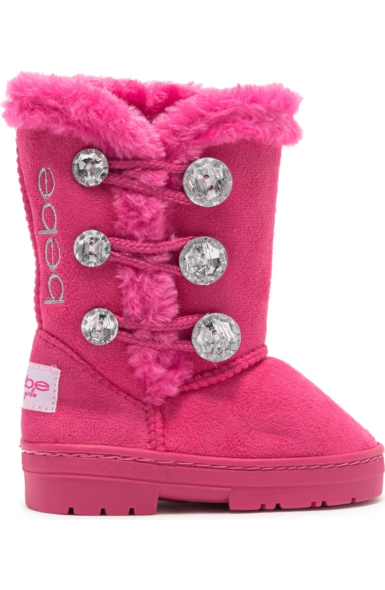 bebe Embellished Faux Fur Lined Winter Boot, Alternate, color,
