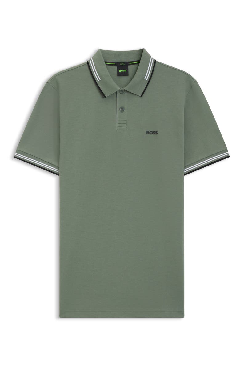 BOSS Paul Tipped Stretch Cotton Polo, Alternate, color, Open Green