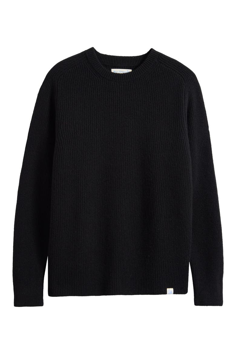 Wool & Cashmere Rib Crewneck Sweater, Alternate, color, DEEP BLACK