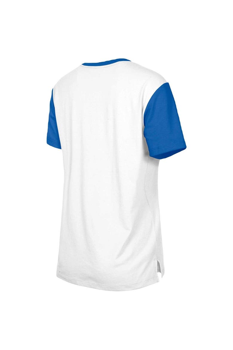 Women's New Era  White/Royal New York Giants Third Down Colorblock T-Shirt, Alternate, color, White