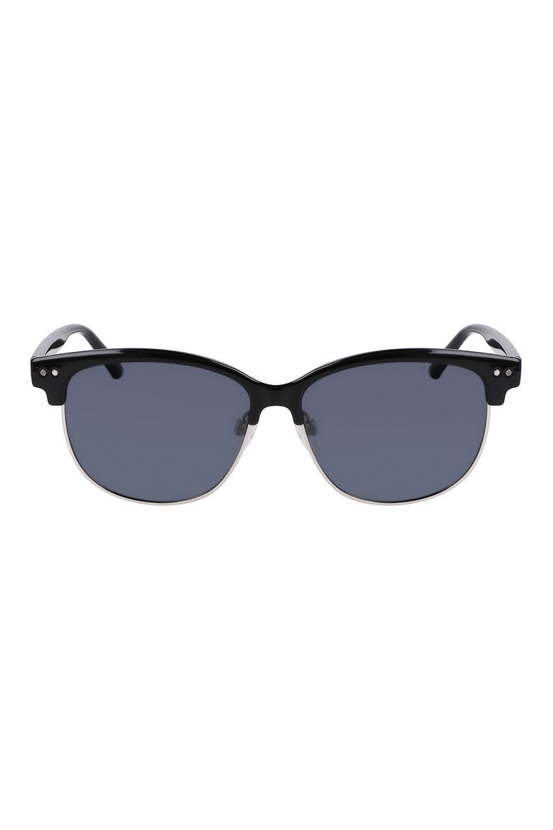 55mm Half Rim Polarized Sunglasses, Main, color, BLACK
