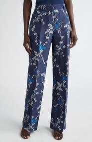 Lafayette 148 New York Gates Floral Silk & Linen Trousers