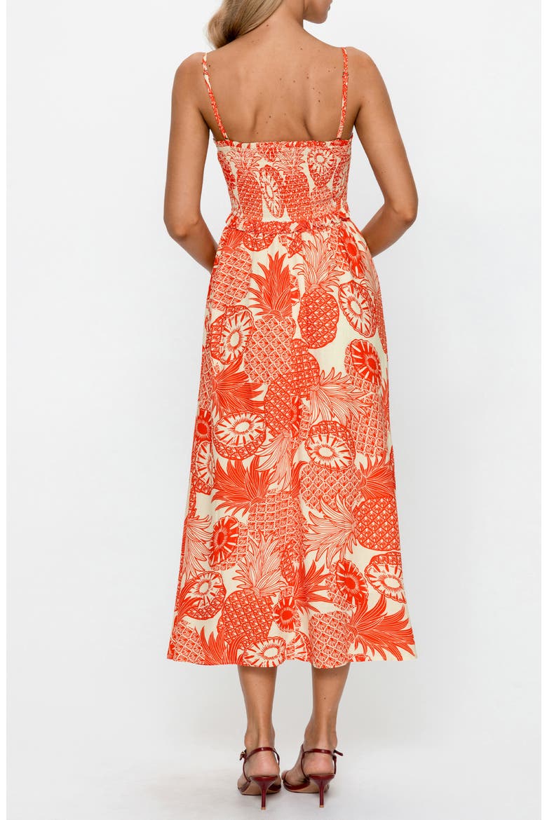 Smocked Fit & Flare Midi Dress, Alternate, color, RED