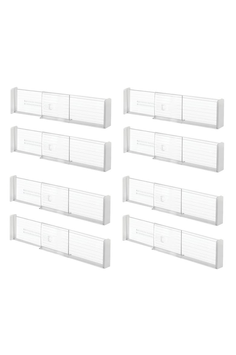 Plastic Adjustable Deep Drawer Dividers - Set of 8 - Clear, Main, color, Clear