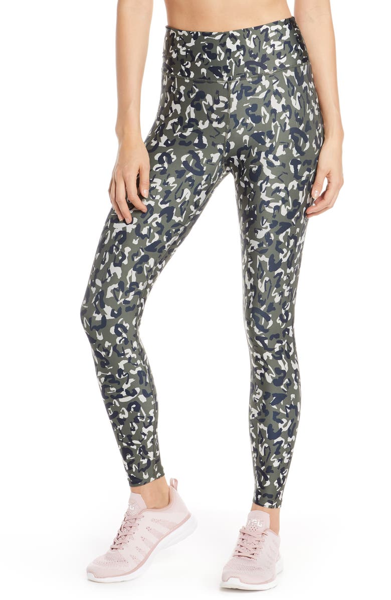 Soul by SoulCycle High Waist Leopard Camo Leggings, Main, color, 