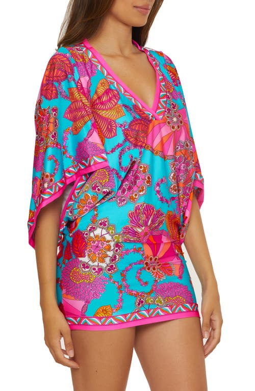 Trina Turk Meilani Print Cover-up Minidress In Blue Multi