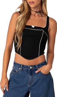 EDIKTED Sailor Piped Corset Tank