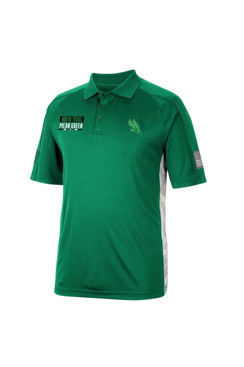 Men's Colosseum Kelly Green North Texas Mean Green OHT Military Appreciation Snow Camo Polo, Alternate, color, Kelly Green