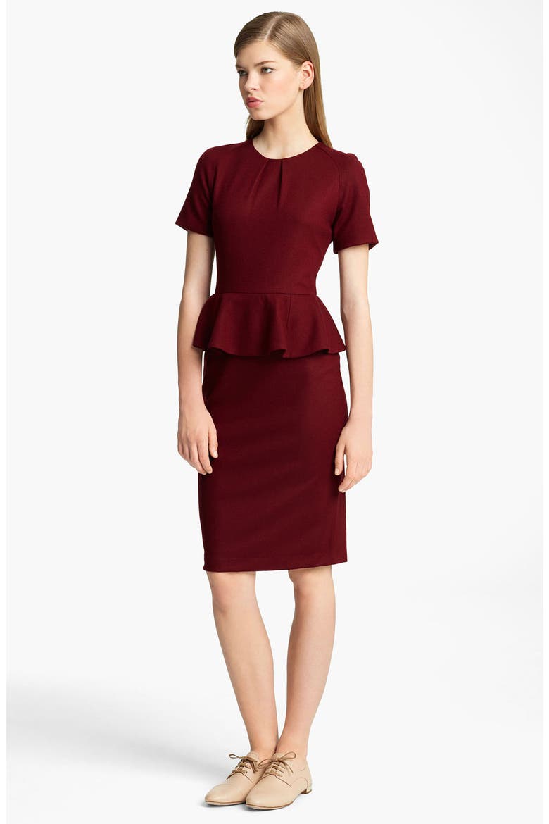 Peplum Dress, Alternate, color, BORDEAUX
