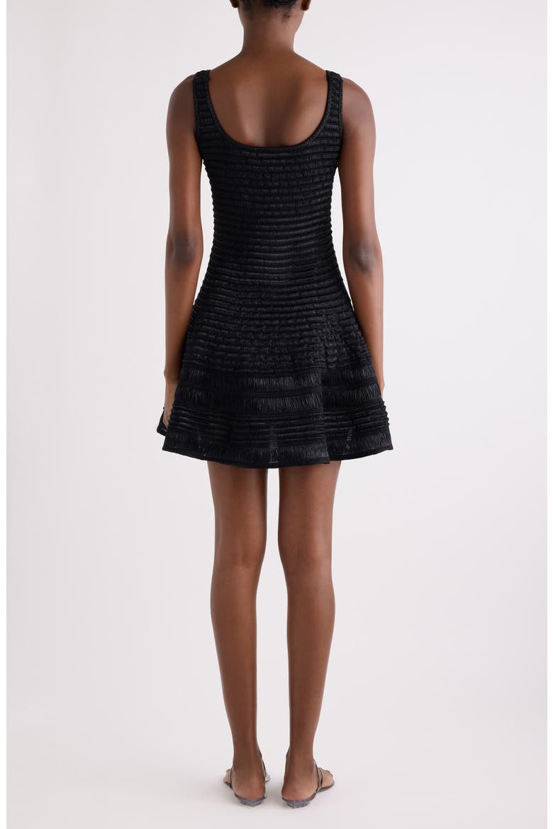 Raffia Effect Fit & Flare Sweater Dress, Alternate, color, NOIR ALAIA
