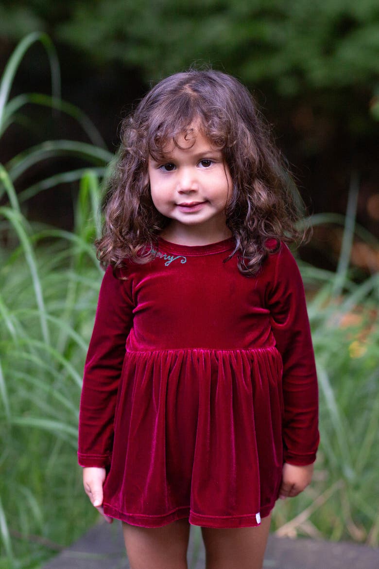 Embroidered Velvet Holiday Bubble Romper, Alternate, color, Burgundy