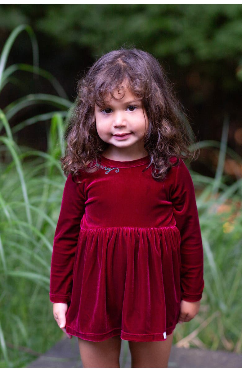 WORTHY THREADS Embroidered Velvet Holiday Bubble Romper, Alternate, color, Burgundy