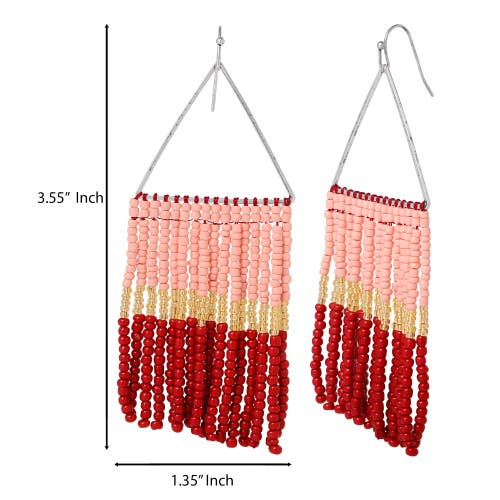 Jessica Simpson Pink And Red Ombre Beaded Fringe Earrings In Pink