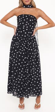 Petal & Pup Boston Dot Strapless Maxi Dress with Scarf