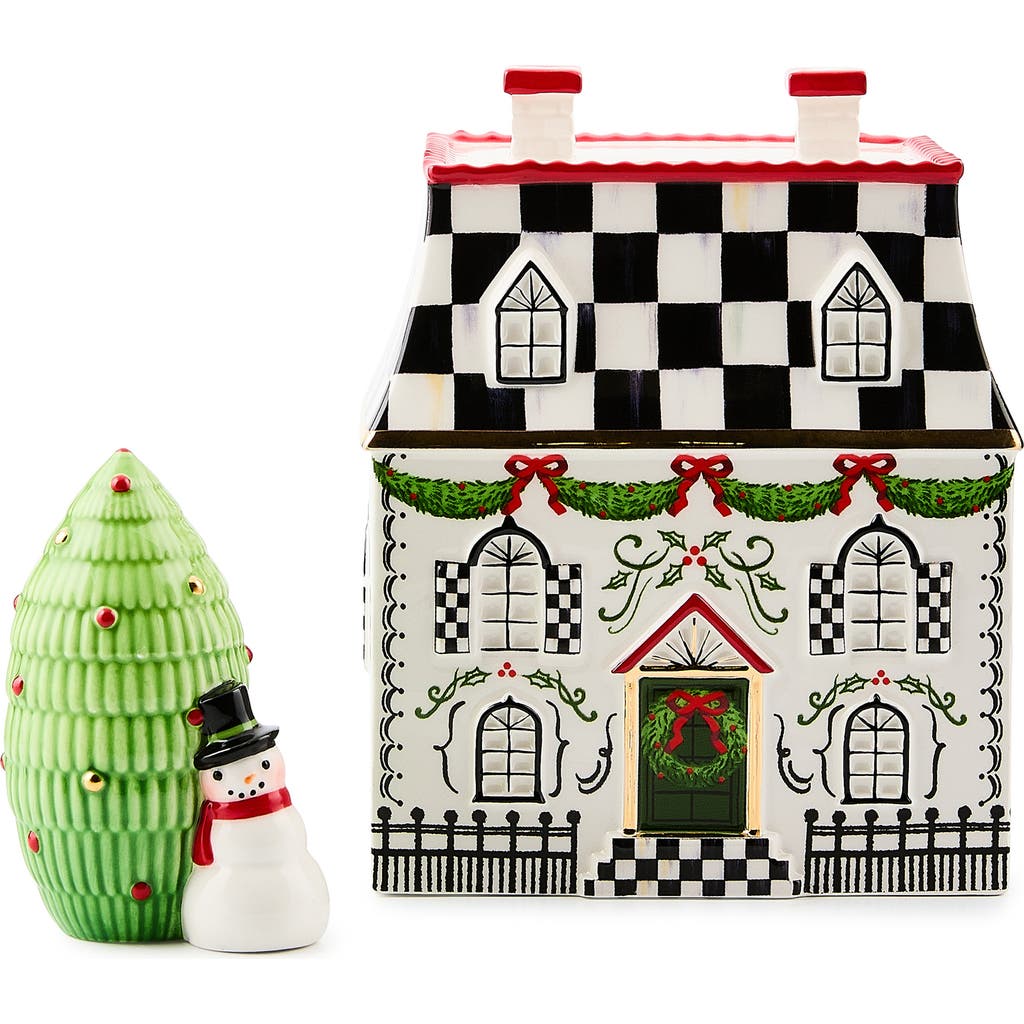 Mackenzie-childs Mackenzie Childs Holly Village Illuminated Ceramic Gingerbread Villa & Tree In Multi