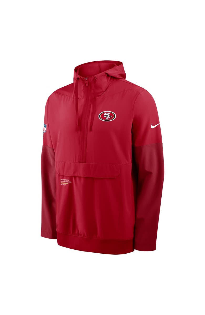 Nike Men's Nike Scarlet San Francisco 49ers Sideline Anorak Half-Zip Hoodie Jacket, Alternate, color, Scarlet