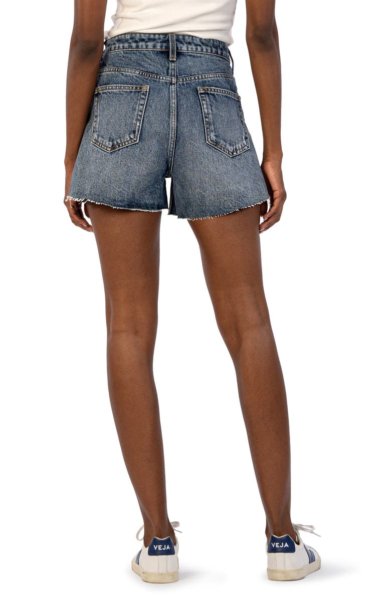 KUT from the Kloth Taylor Distressed High Waist Cutoff Denim Shorts, Alternate, color, Facilitated Blue
