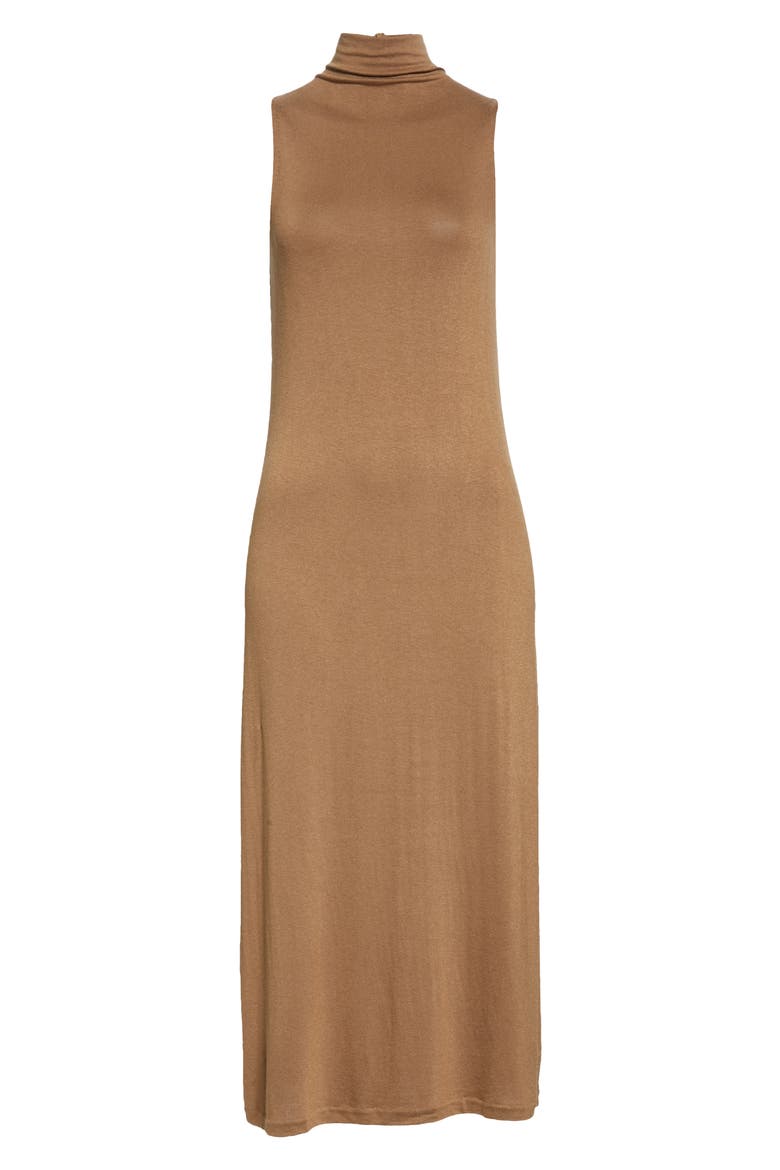 Mock Neck Sleeveless Midi Dress, Alternate, color, OAK