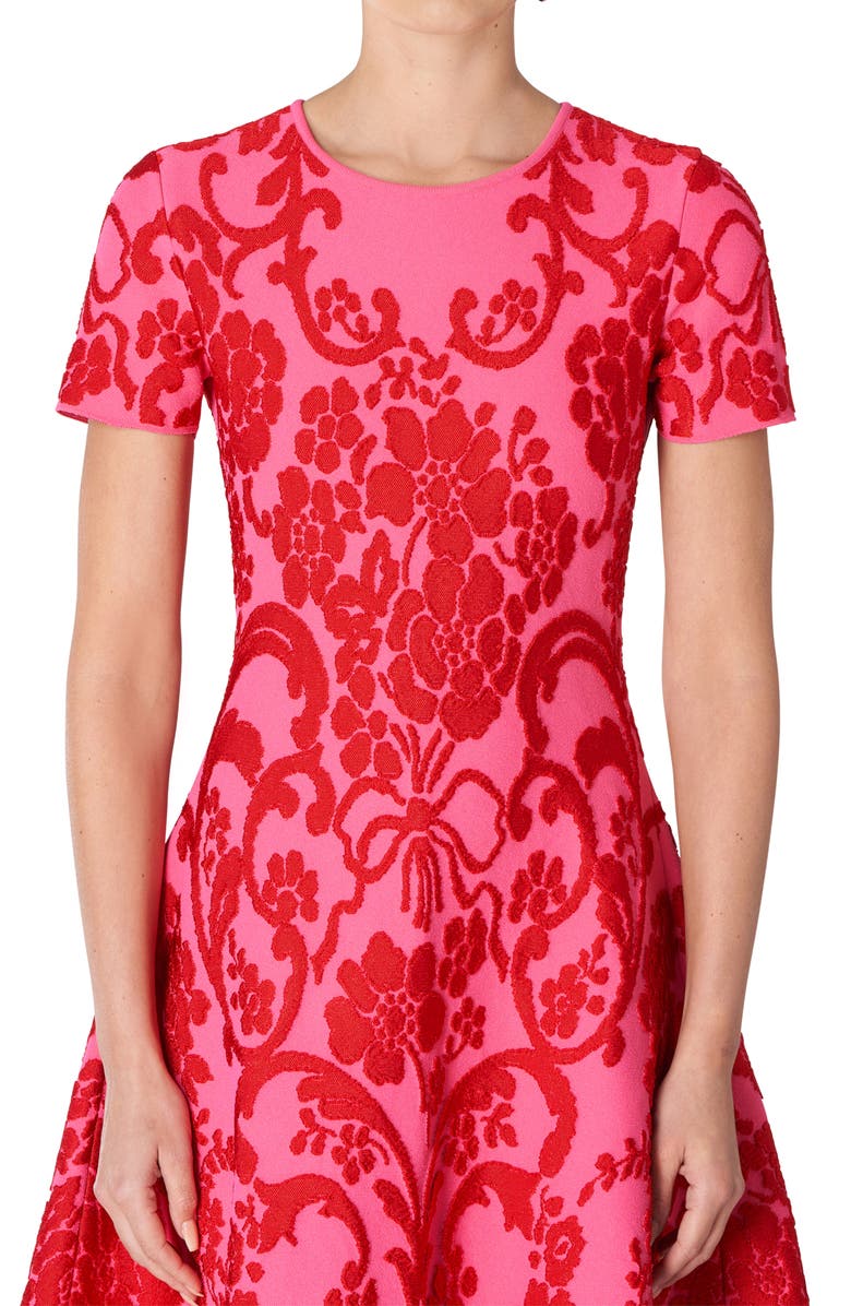 Carolina Herrera Floral Jacquard Knit Fit & Flare Dress, Alternate, color,