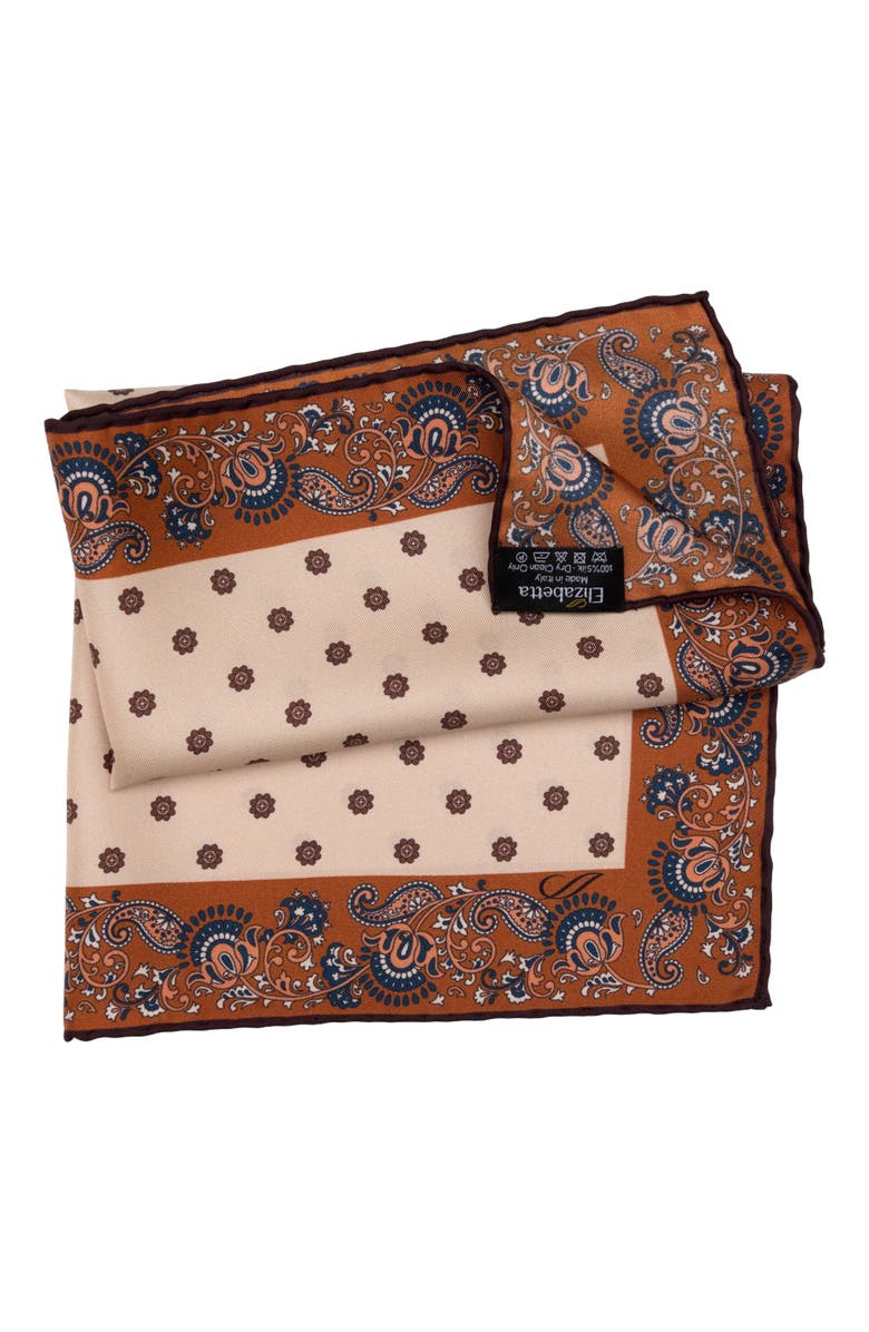 Elizabetta Sangiovese - Silk Pocket Square for Men, Alternate, color, Copper