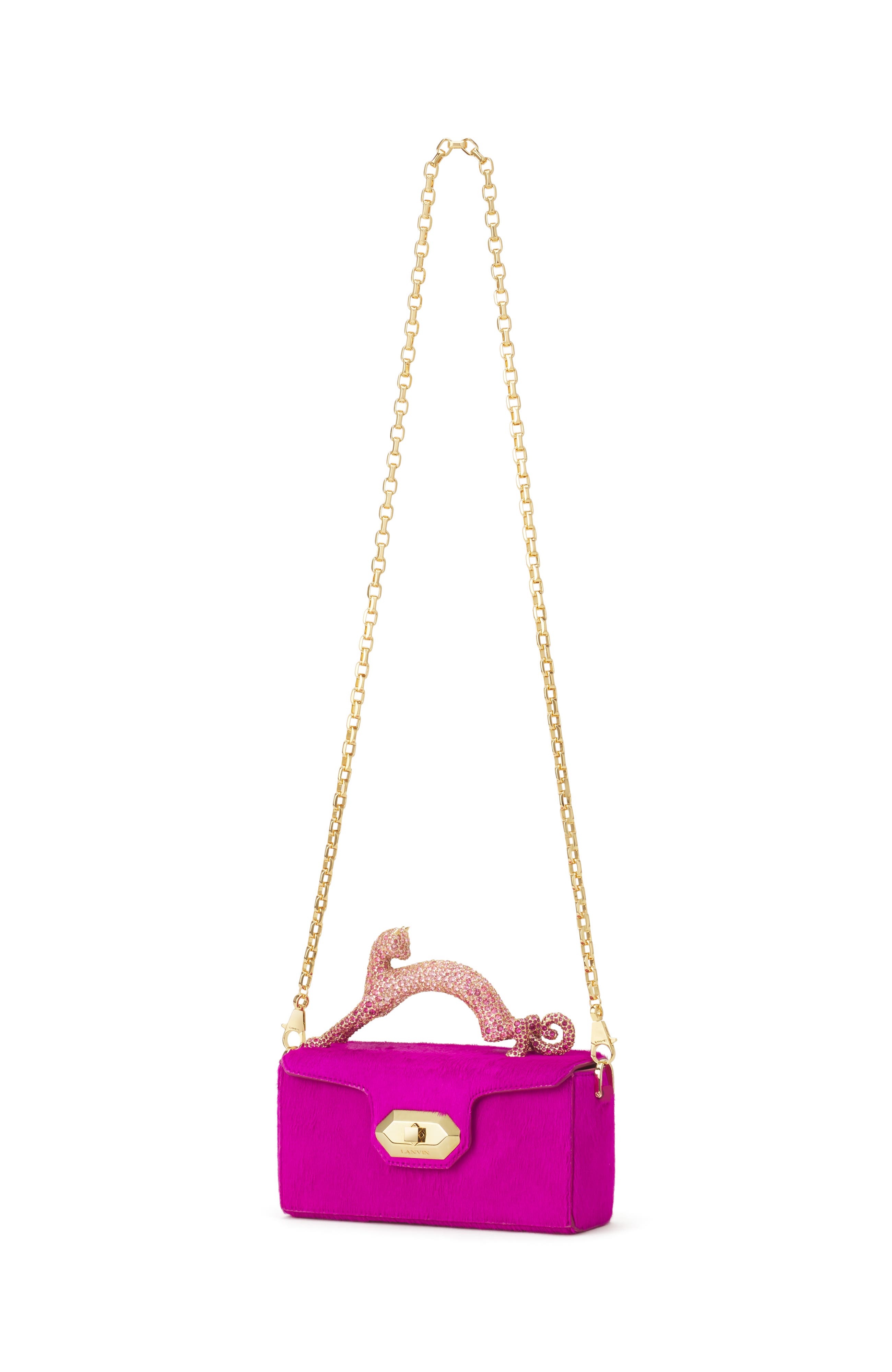 Pencil Cat Nano Bag In Pony And Rhinestones, Alternate, color, Bright Pink