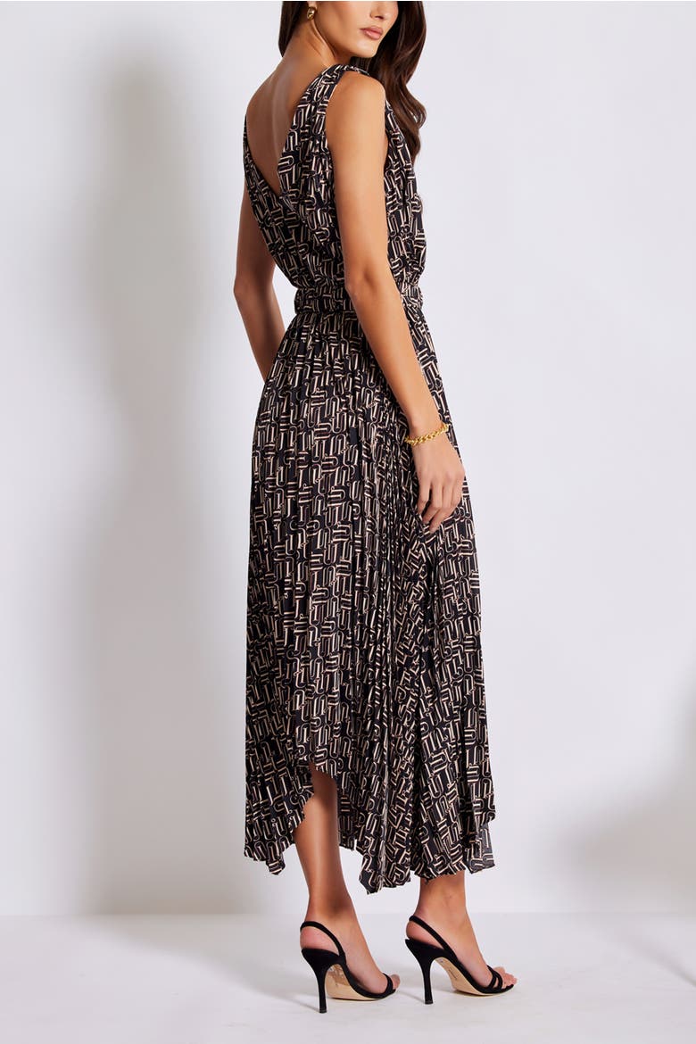 Highbrow Pleat Dress, Alternate, color, Retro Print
