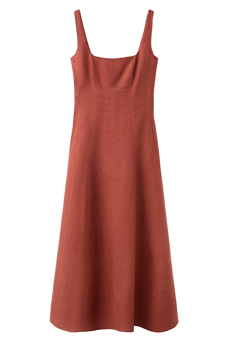 Sleeveless A-Line Midi Dress, Alternate, color, BURNT ORANGE