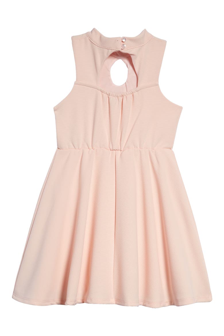 Kids' Mock Neck Keyhole Ribbed Dress, Alternate, color, BLUSH