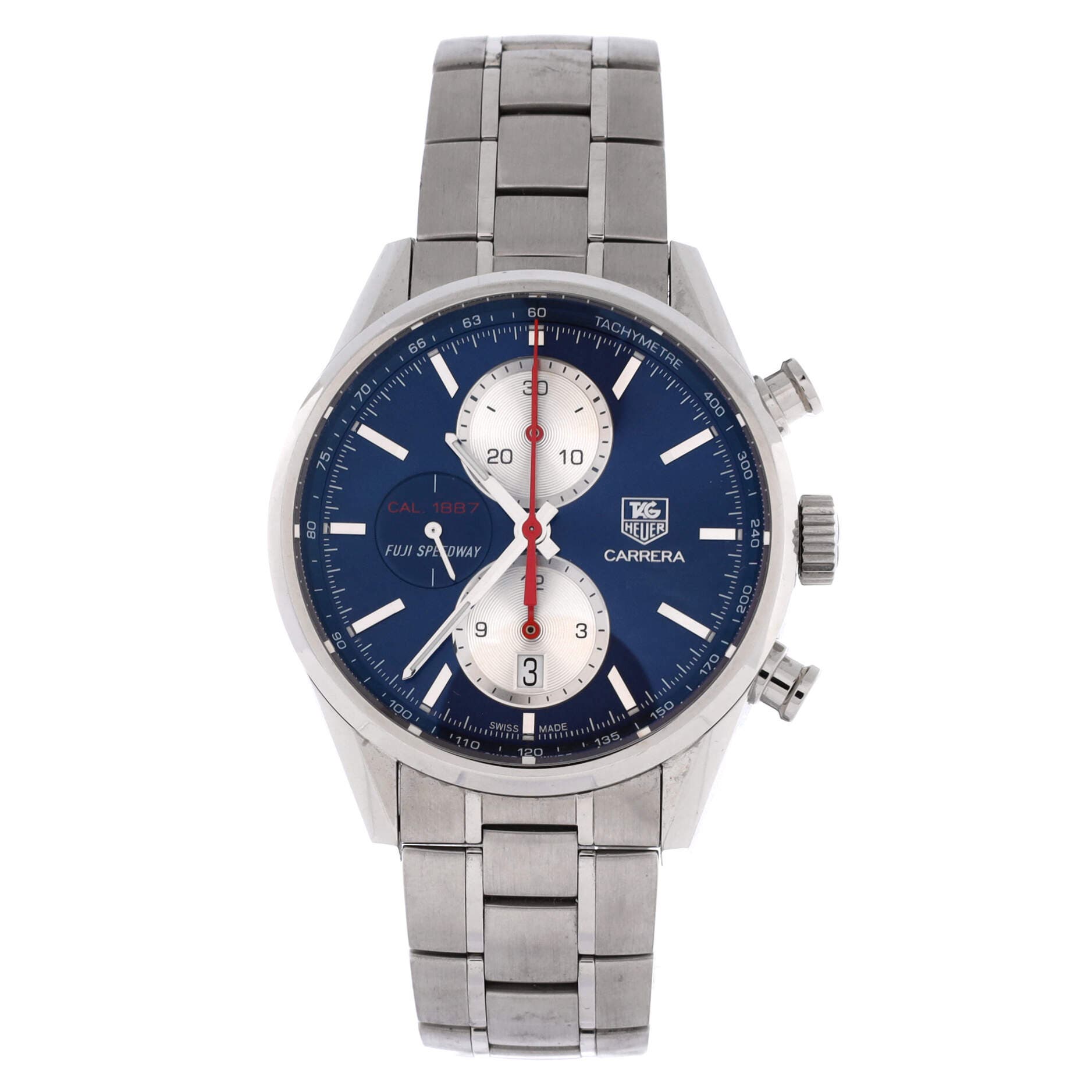 Carrera Calibre 1887 Limited Edition Chronograph Automatic Watch Stainless Steel 41, Main, color, Metallic Silver