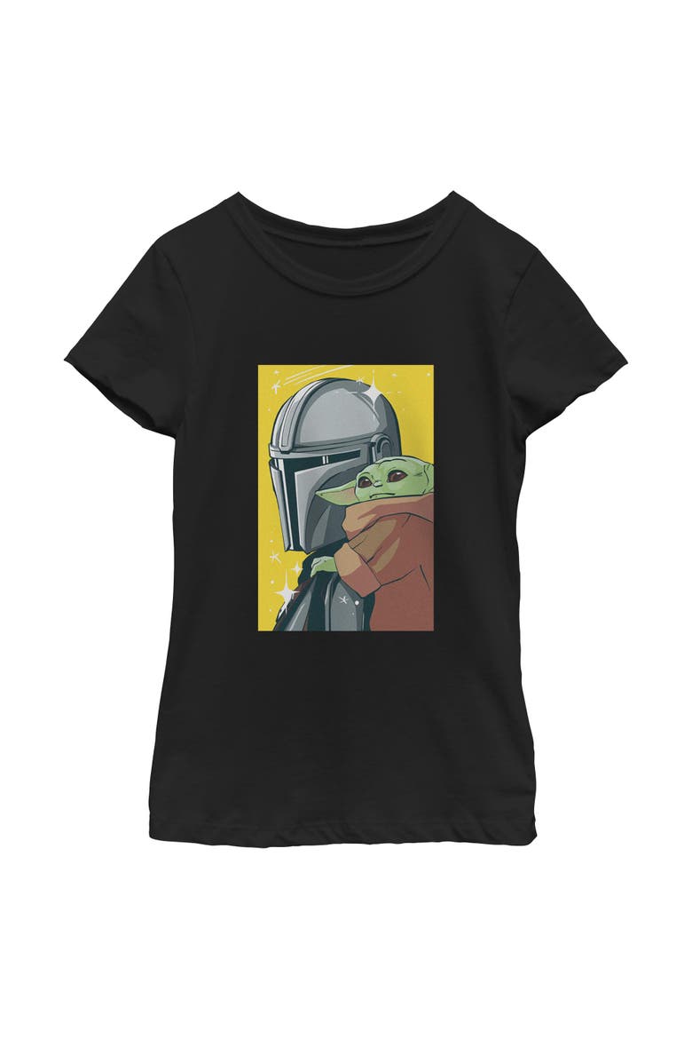 Girls Star Wars The Mandalorian and Grogu Retro Animated The Child Art T Shirt, Main, color, Black