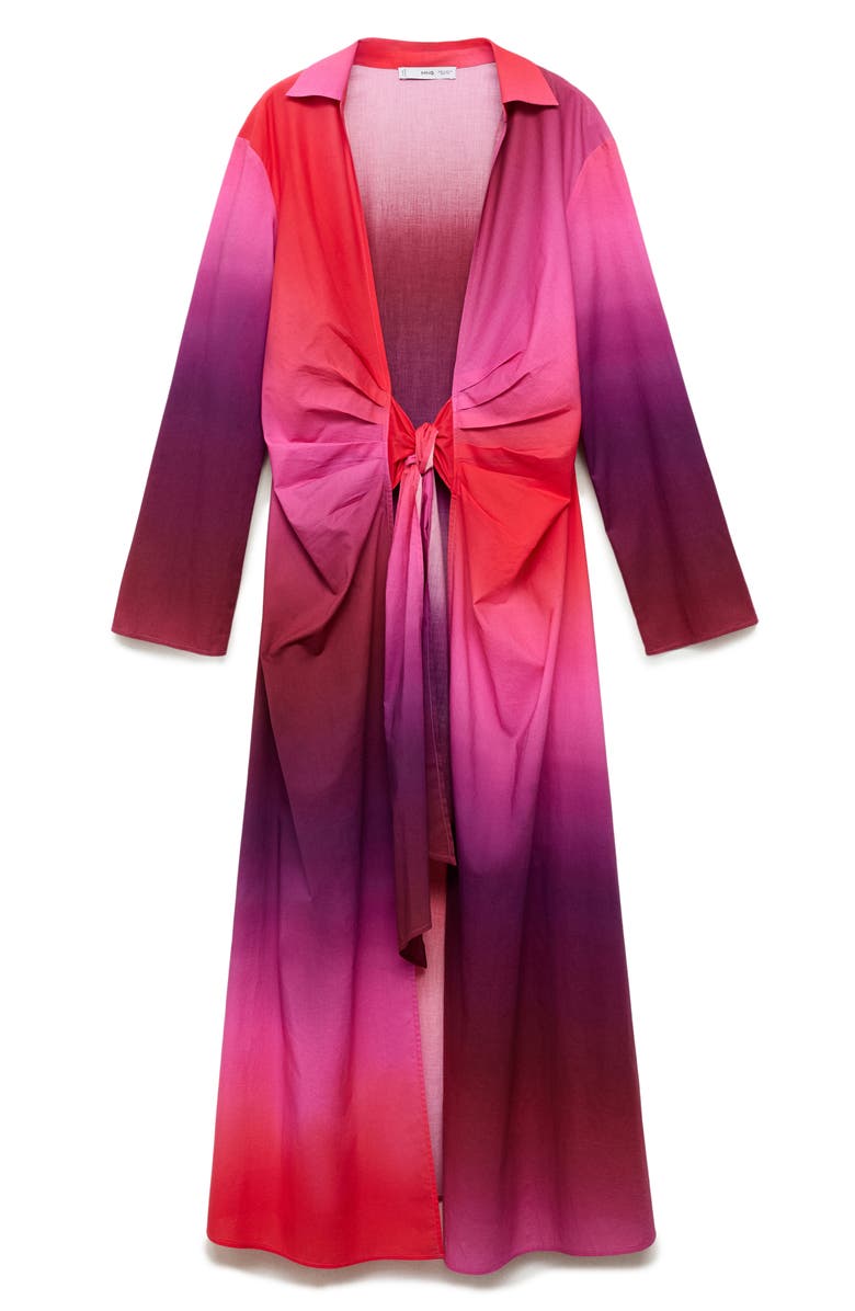 MANGO Tie Dye Long Sleeve Cover-Up Maxi Dress, Alternate, color, Pink