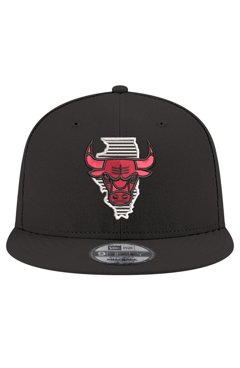 New Era Men's New Era Black Chicago Bulls State Pride 9FIFTY Snapback Hat, Alternate, color, 