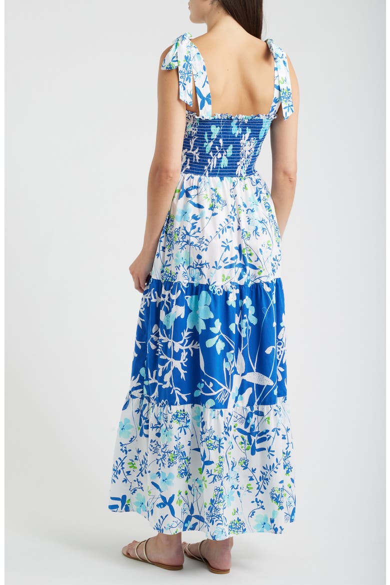 Athyn Smocked Tie Strap Maxi Dress, Alternate, color, RESORT WHITE SEA BLOOMS