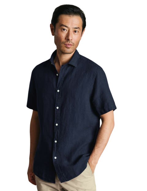 Plain Pure Linen Short Sleeve Shirt