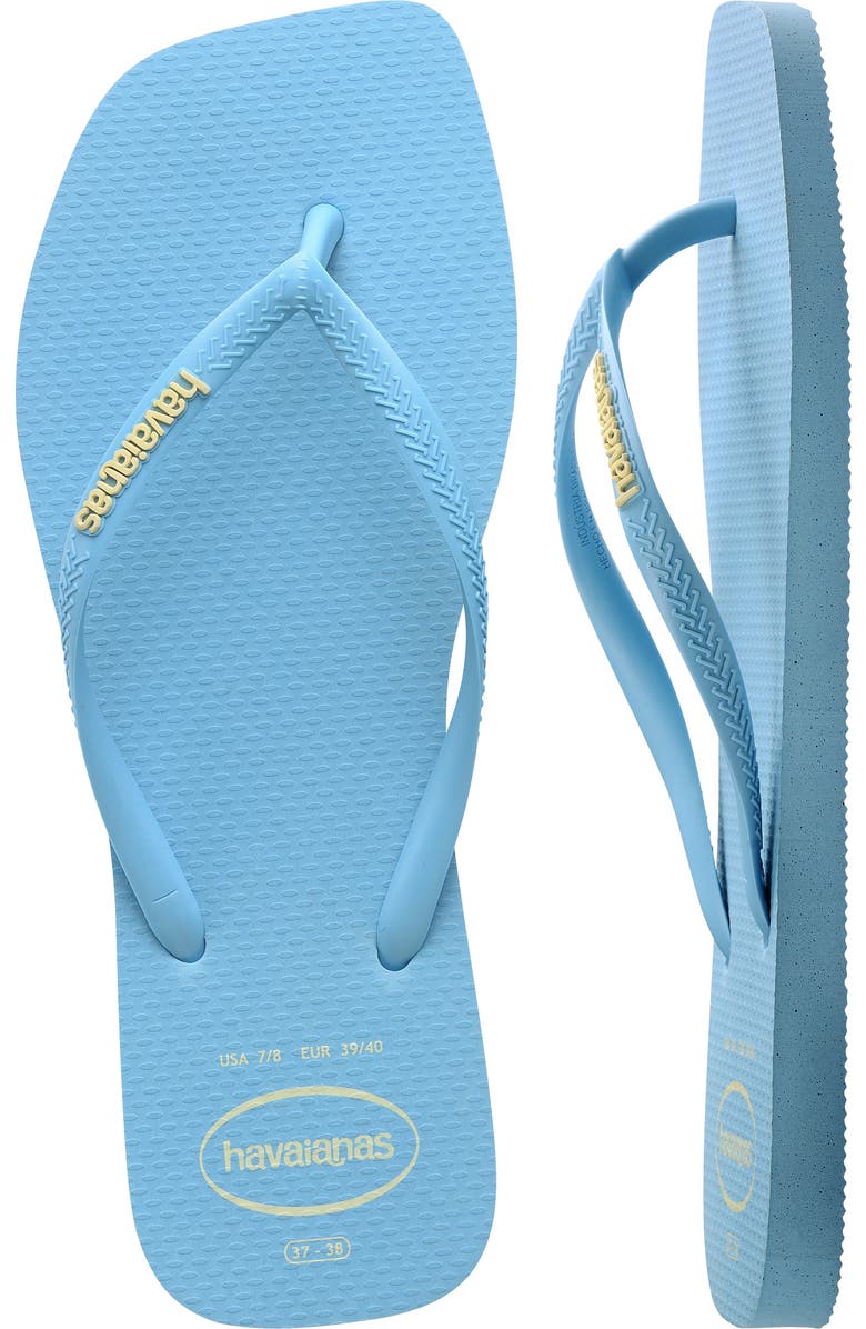 Havaianas Slim Square Logo Flip Flop, Alternate, color, Lavender Blue