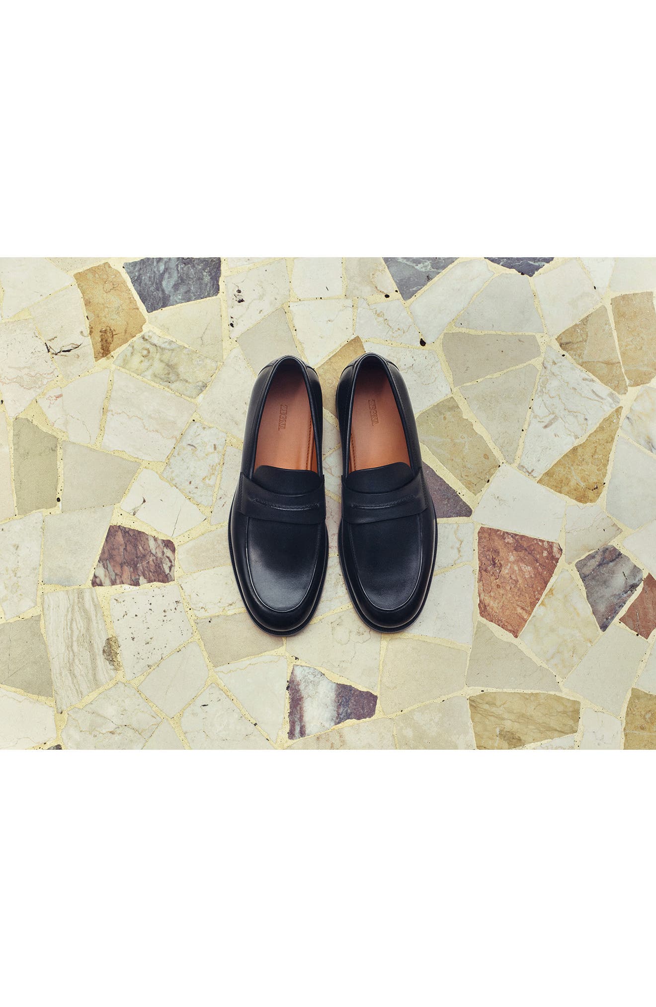 ZEGNA Leather Driving Loafer, Alternate, color, Black