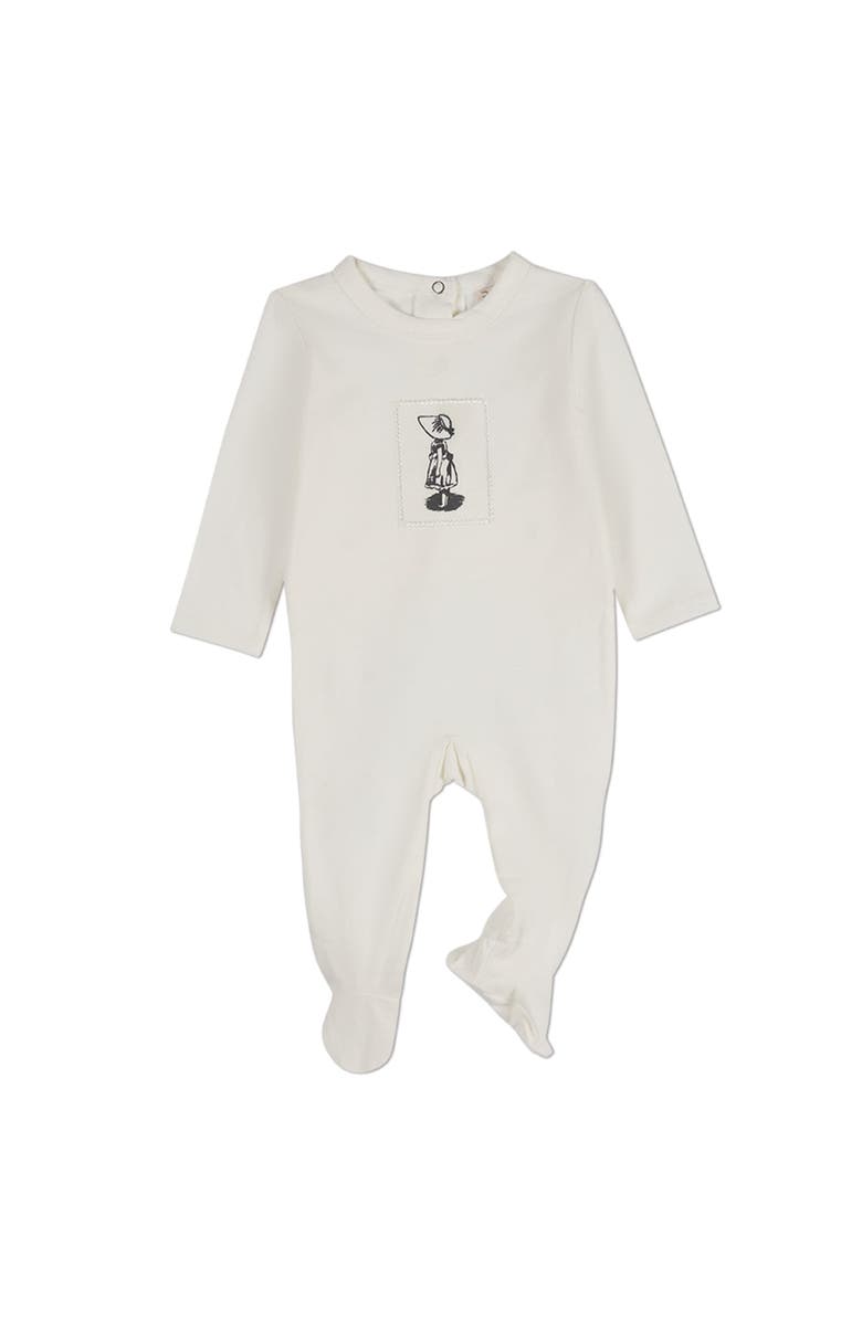 MiniMoi Baby Girls Cotton Rich Footie, Alternate, color, Ivory Mist