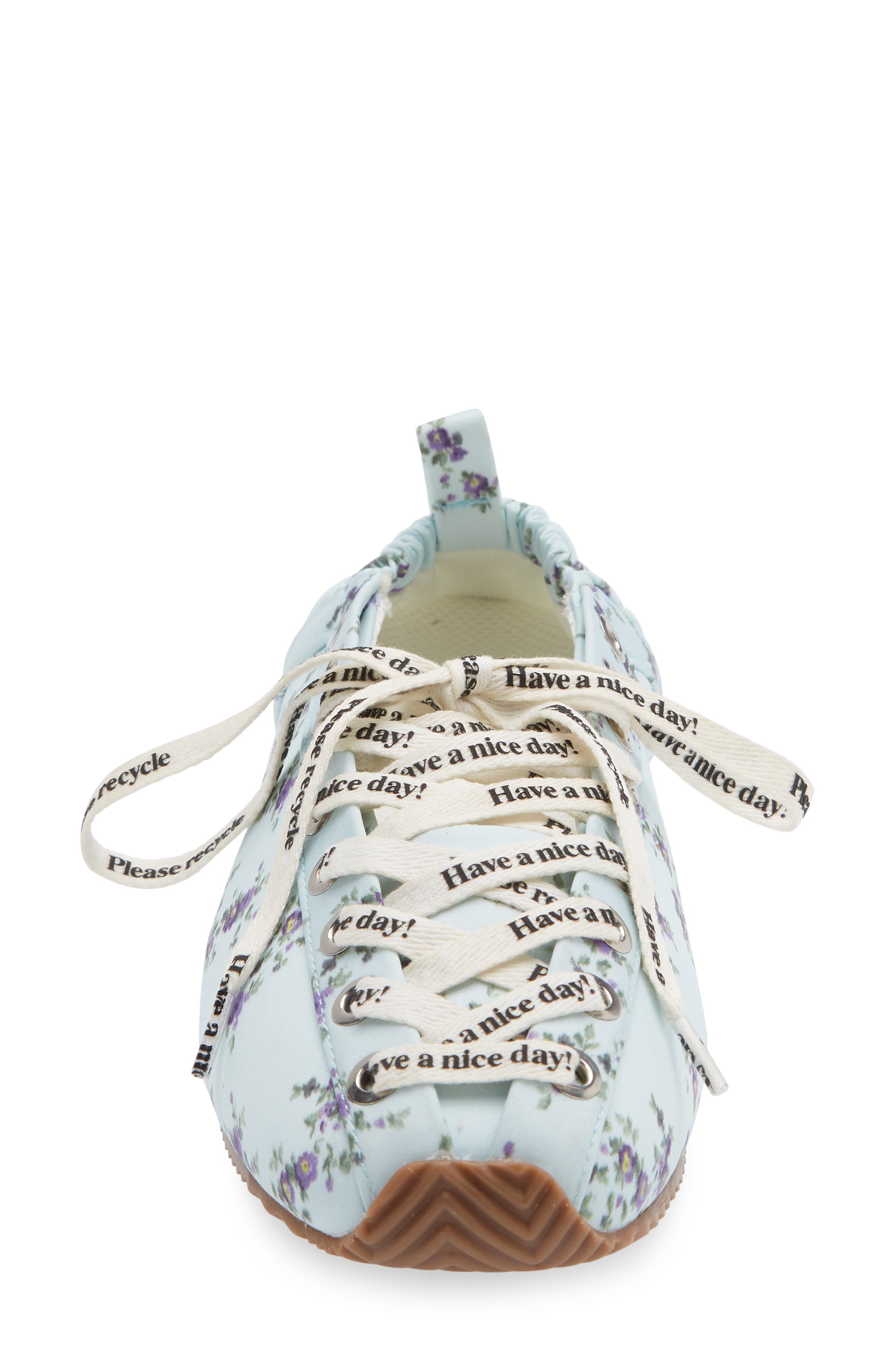 Ganni Sporty Lace-Up Ballerina Flat, Alternate, color, Iced Aqua