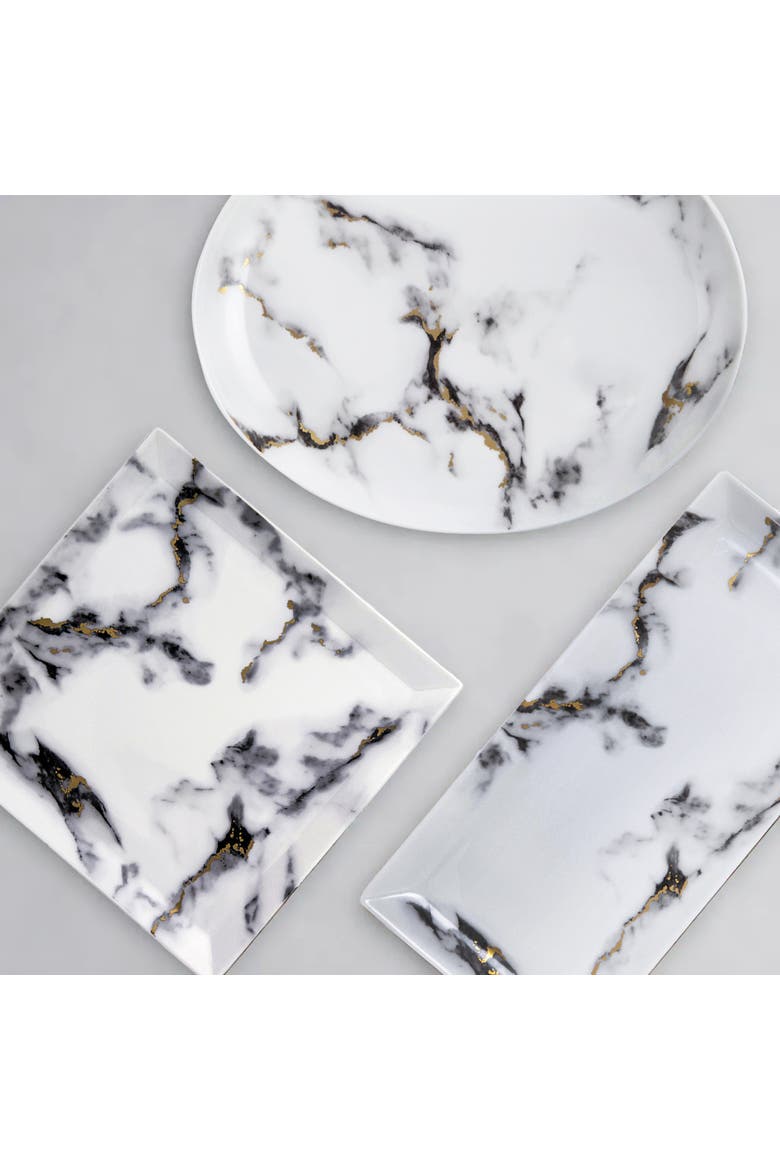 Marble Venice Fog 13 Inch Sandwich/ Cake Tray, Alternate, color, White