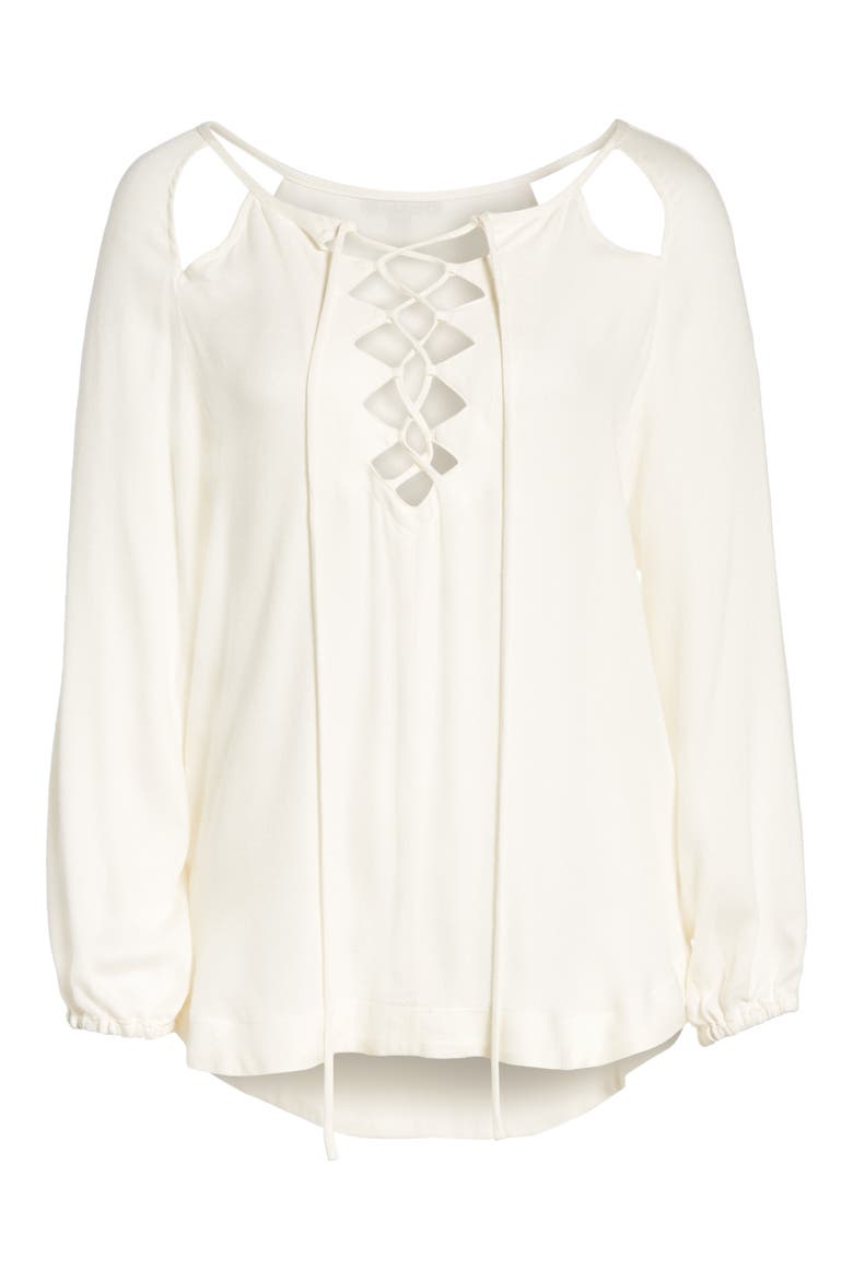 Stella Cutout Lace-Up Blouse, Alternate, color, NATURAL