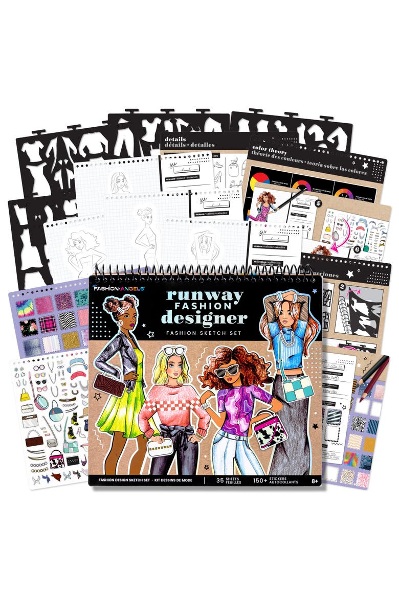 Runway Fashion Designer Sketch Set Pad, 6+, Main, color, Multicolored