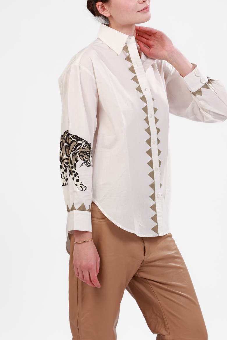 Poplin Shirt Snow Leopard, Alternate, color, White