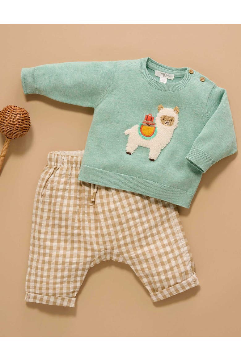 Llama Knit Sweater, Alternate, color, Aloe Melange