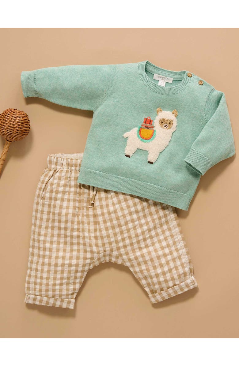 Purebaby Llama Knit Sweater, Alternate, color, Aloe Melange