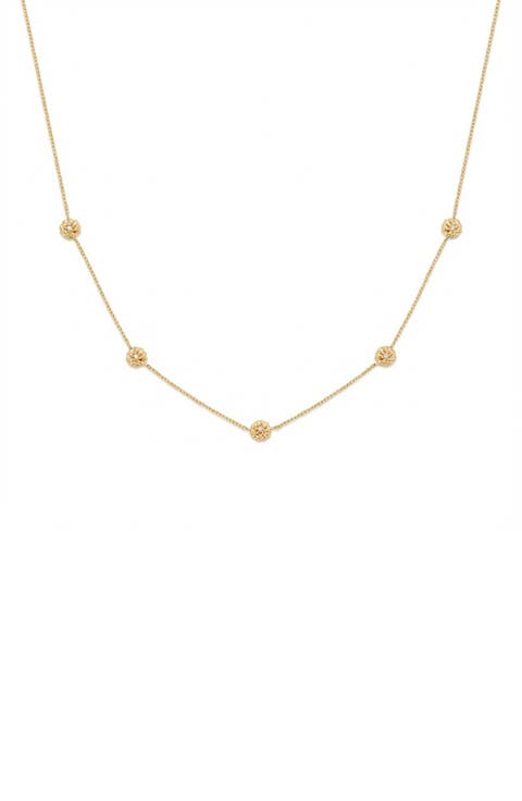 Cubic Zirconia Birthstone Flower Station Necklace