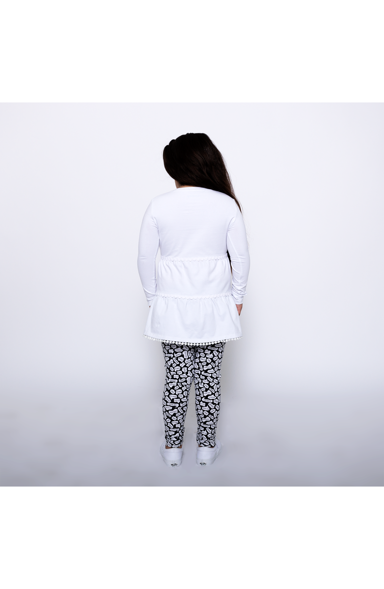Mixed Up Clothing Girls Ruffle Hem Tiered Tunic and Legging Set, Alternate, color, White/Black/Hello