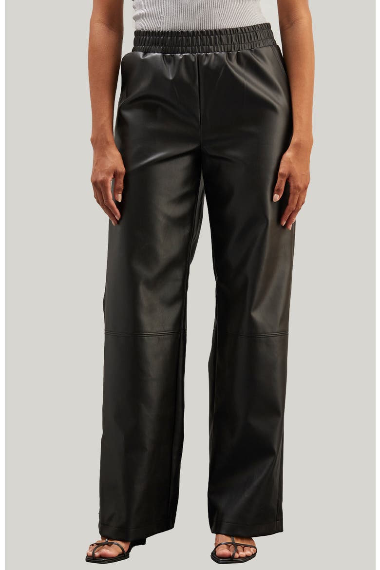 Faux Leather Straight Leg Pants, Main, color, Black